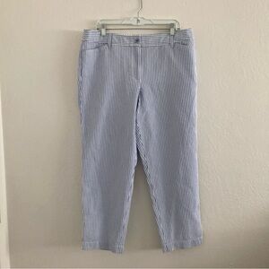 Talbots Blue and White Striped Cropped Pants